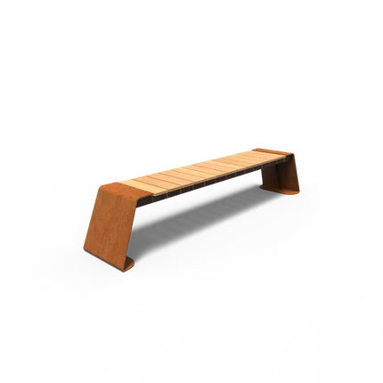 Corten stålbænk 230 x 45 x 45 cm - Garapa hårdttræ