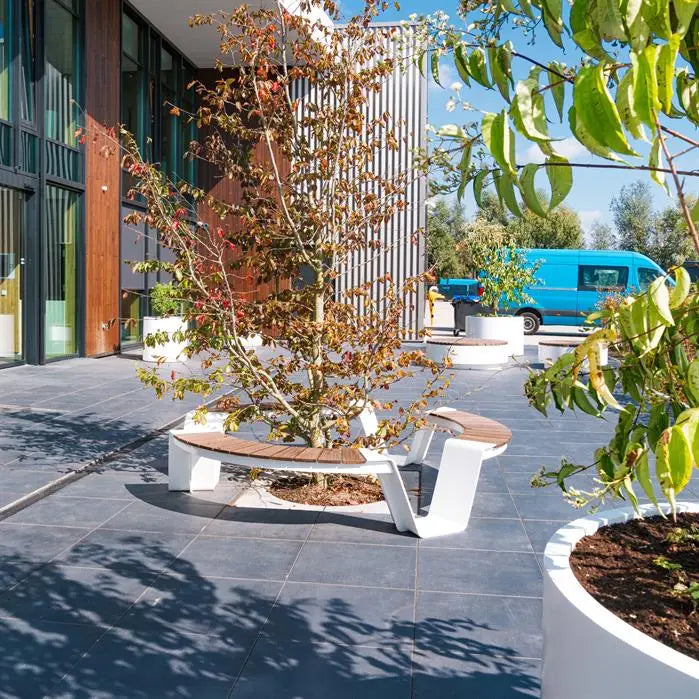 Tuinbank Rond Gecoat Staal 230x230x45 cm - Garapa Hardhout