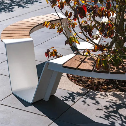 Round Garden Bench Coated Steel 230x230x45 cm - Garapa Hardwood