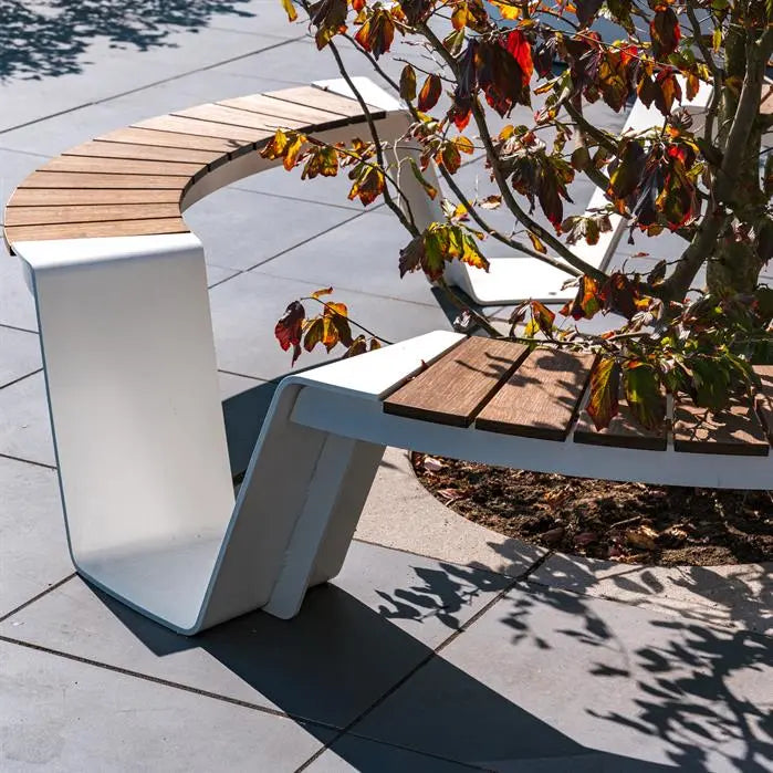 Tuinbank Rond Gecoat Staal 230x230x45 cm - Garapa Hardhout