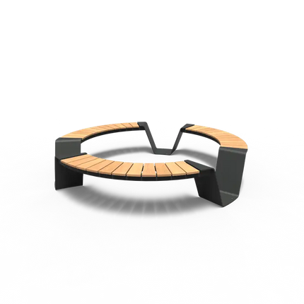 Round Garden Bench Coated Steel 230x230x45 cm - Garapa Hardwood