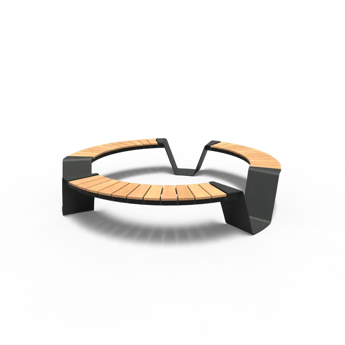 Tuinbank Rond Gecoat Staal 230x230x45 cm - Garapa Hardhout