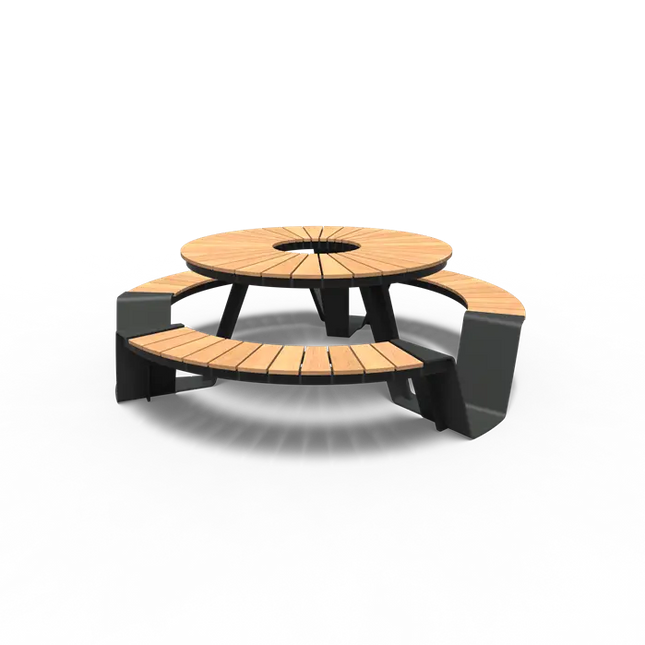 Conjunto de picnic de acero revestido de 230x230x75 cm - Madera dura de garapa