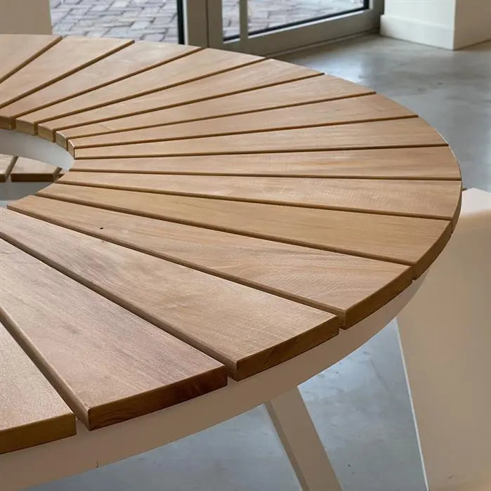 Cortenstaal Bank Rond - 230x230x45 cm - Garapa Hardhout - Tuinbank