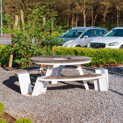 Ensemble de pique-nique en acier Corten 230 x 230 x 75 cm - Bois dur Garapa
