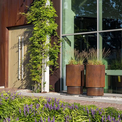 Jardinière ronde en acier Corten 100 x 75 cm