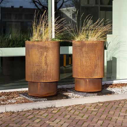 Jardinière ronde en acier Corten 100 x 75 cm