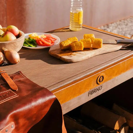 Station de cuisine extérieure en acier Corten 119 x 60 x 90 cm
