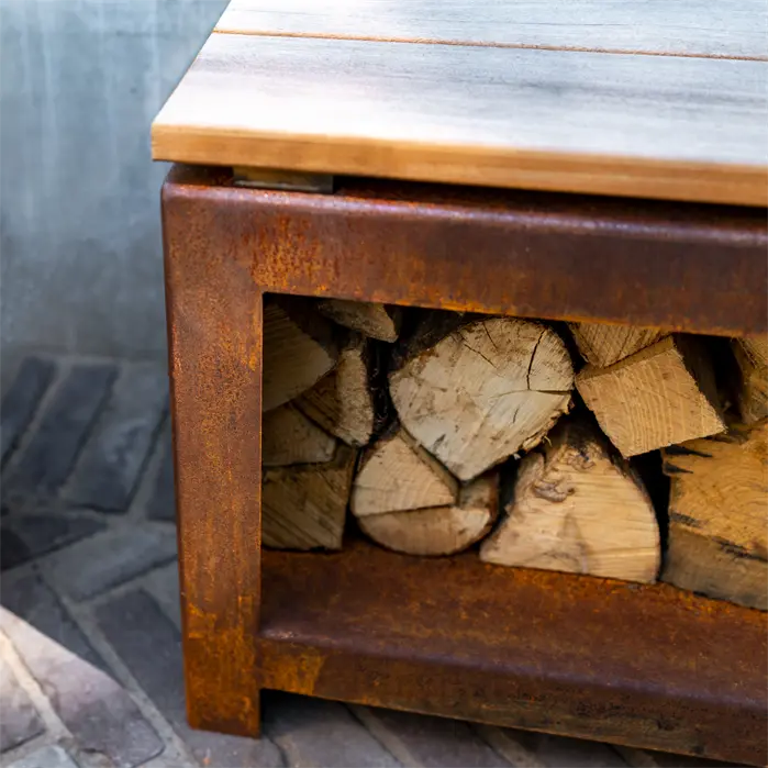 Tuinbank Staal 120 x 40 x 42.4 cm - Houtopslag | Haardhout Opslag
