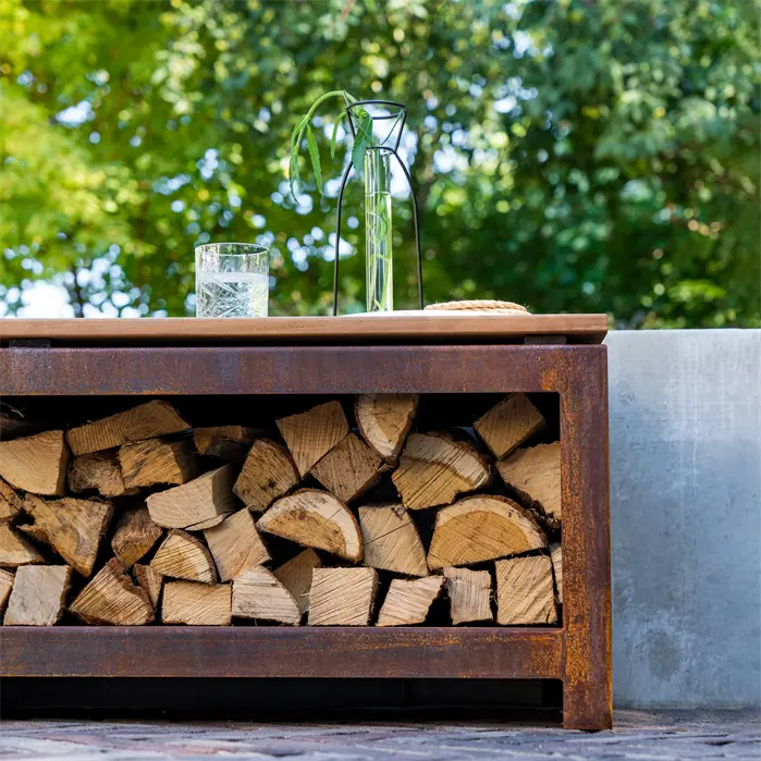 Tuinbank Staal 120 x 40 x 42.4 cm - Houtopslag | Haardhout Opslag