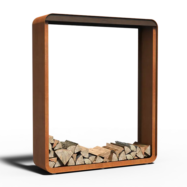 Contenitore per legna in acciaio Corten 1500 x 400 x 1800 mm