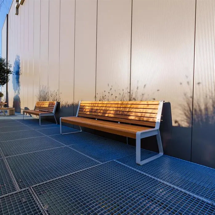 Tuinbank Gecoat Staal met Rugleuning 230x65x85 cm - Garapa Hardhout