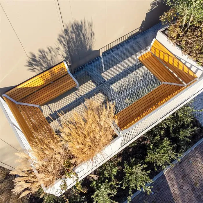 Tuinbank Gecoat Staal met Rugleuning 230x65x85 cm - Garapa Hardhout