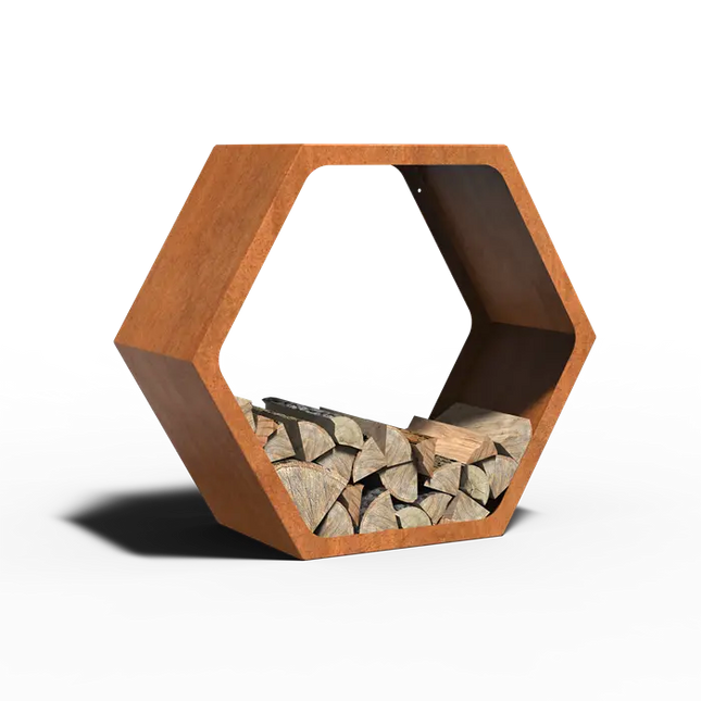 Contenitore per legna in acciaio Corten 91,5 x 40 x 80 cm