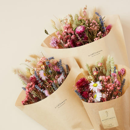 Dried flowers Field Bouquet Pink - Ø20cm - ↕50cm