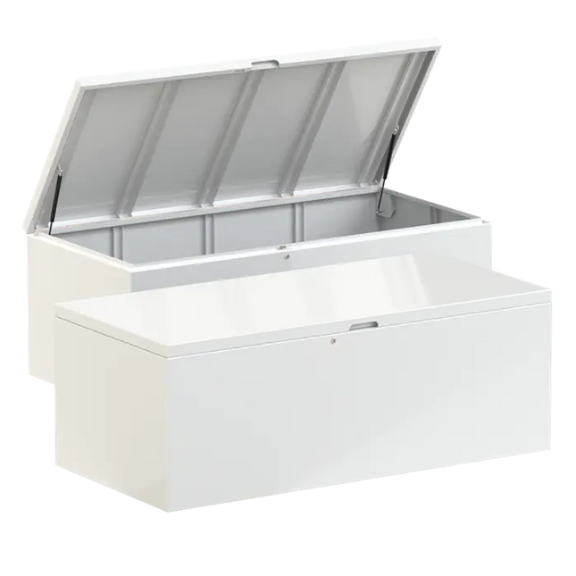 Kissenbox Weiß 200 x 95 x 75 cm - Aufbewahrungsbox aus Aluminium für Gartenkissen