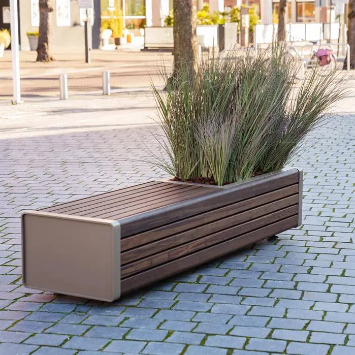 Cortenstaal Plantenbak met Bankje 2300 x 1100 x 765 mm