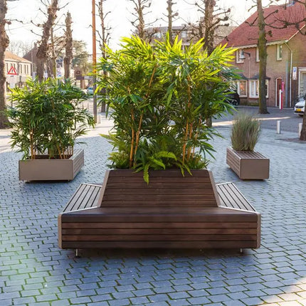 Corten Steel Planter with Bench 2300 x 2300 x 850 mm
