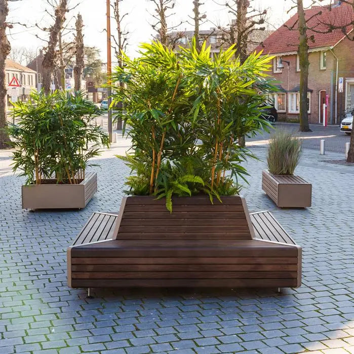 Cortenstaal Plantenbak met Bank 2300 x 2300 x 850 mm