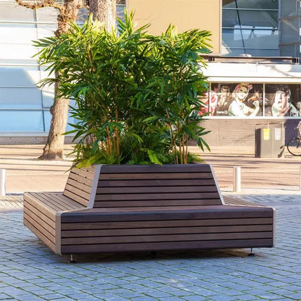 Corten Steel Planter with Bench 2300 x 2300 x 850 mm