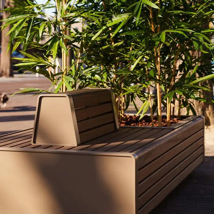 Cortenstaal Plantenbak met Bankje 2300 x 1100 x 765 mm