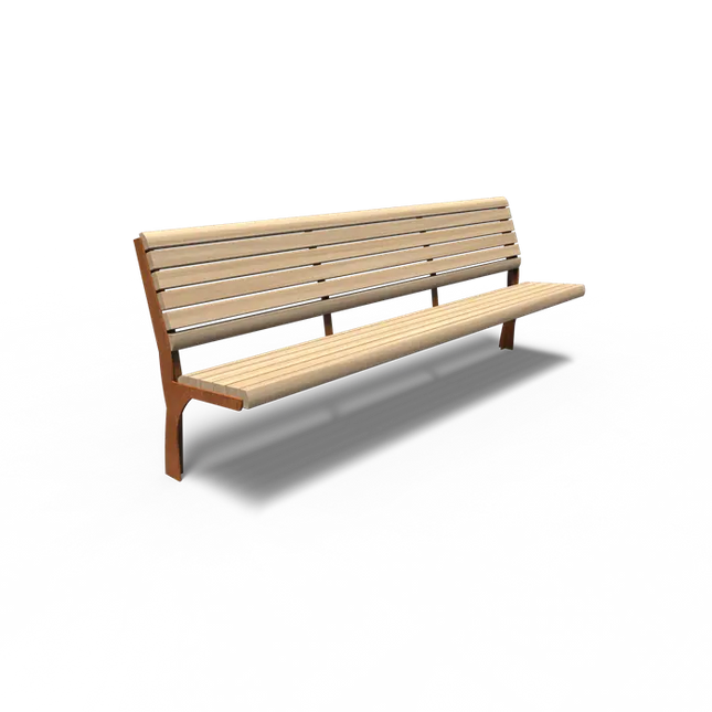 Cortenstaal Bank met Rugleuning 230 x 62.5 x 104 cm - Garapa Hardhout