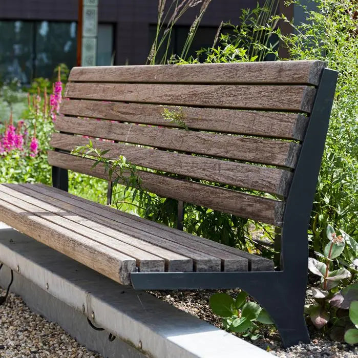 Tuinbank Gecoat Staal 230x62.5x104 cm - Garapa Hardhout