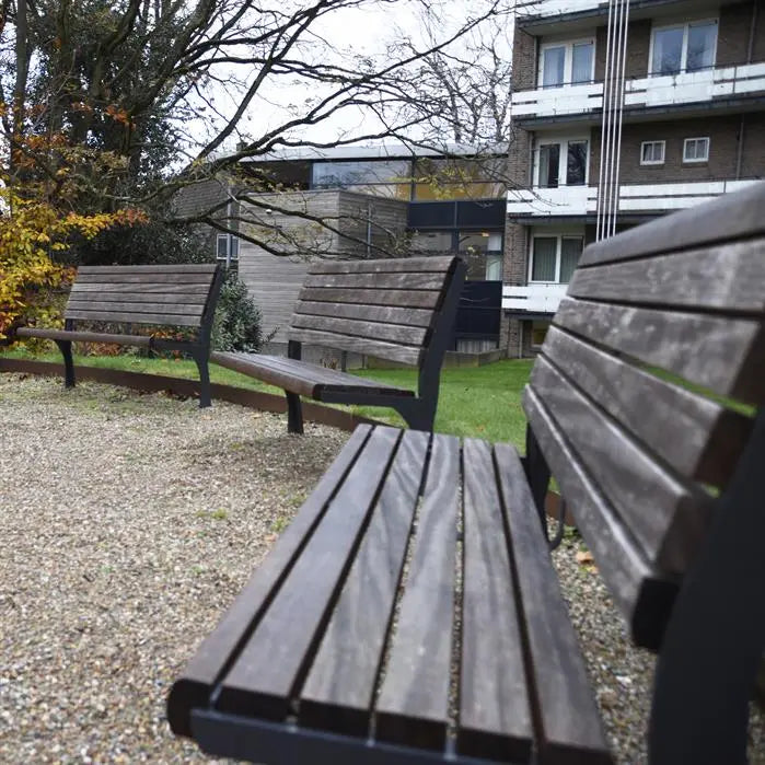 Tuinbank Gecoat Staal 230x62.5x104 cm - Garapa Hardhout