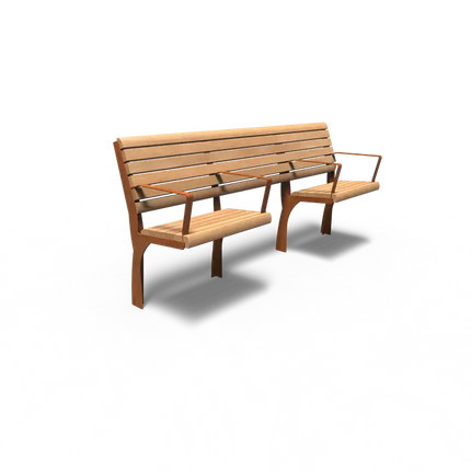 Straatmeubilair - Cortenstaal Bank 2000 x 625 x 1110 mm - Parkmeubilair - Garapa Hardhout