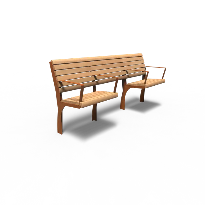 Straatmeubilair - Cortenstaal Bank 2000 x 625 x 1110 mm - Parkmeubilair - Garapa Hardhout