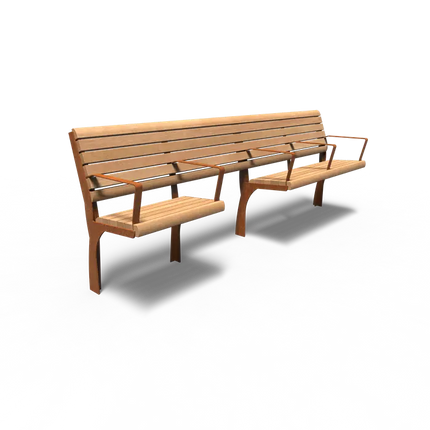 Straatmeubilair - Cortenstaal Bank 2000 x 625 x 1110 mm - Parkmeubilair - Garapa Hardhout