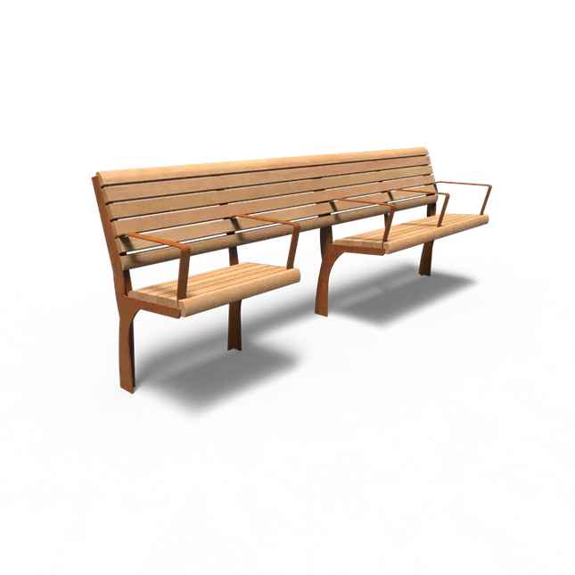 Straatmeubilair - Cortenstaal Bank 2000 x 625 x 1110 mm - Parkmeubilair - Garapa Hardhout