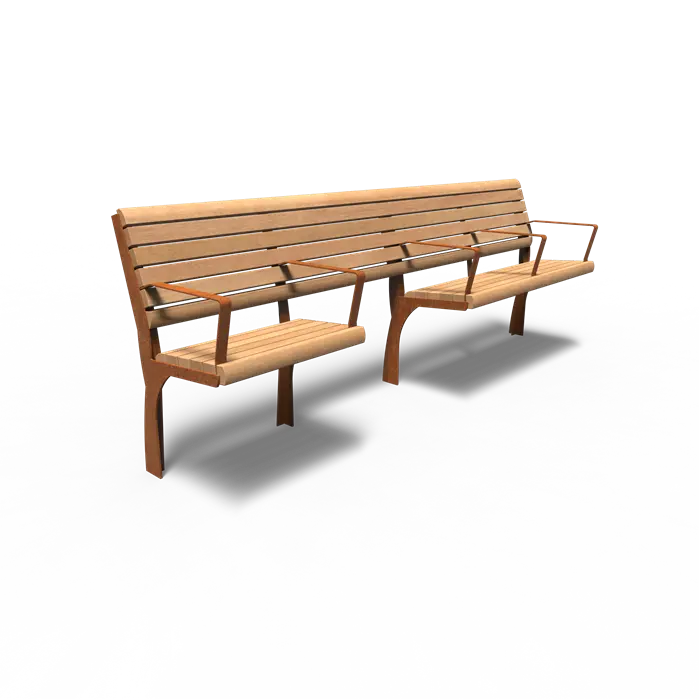 Straatmeubilair - Cortenstaal Bank 2000 x 625 x 1110 mm - Parkmeubilair - Garapa Hardhout