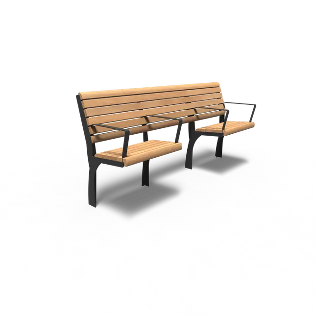 Straatmeubilair - Gecoat Staal Bank 2000 x 625 x 1110 mm - Parkmeubilair - Garapa Hardhout