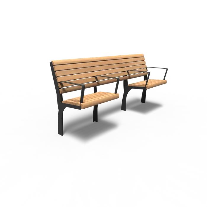 Straatmeubilair - Gecoat Staal Bank 2000 x 625 x 1110 mm - Parkmeubilair - Garapa Hardhout