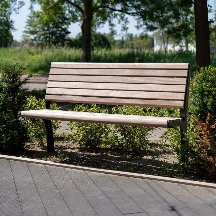 Tuinbankje Gecoat Staal met Rugleuning 50x62.5x104 cm - Garapa Hardhout