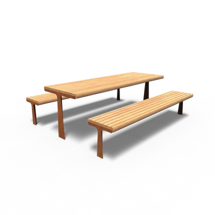 Ensemble de pique-nique en acier Corten 258,4 x 207 x 90,5 cm - Bois dur Garapa