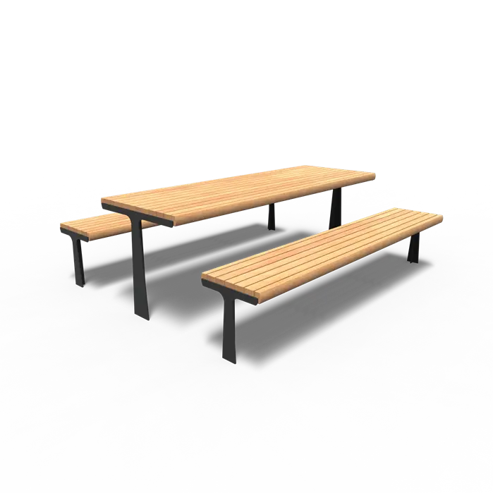 Picknick Set Gecoat Staal 258.4x207x90.5 cm - Garapa Hardhout