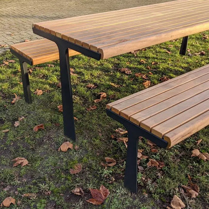 Ensemble de pique-nique en acier Corten 258,4 x 207 x 90,5 cm - Bois dur Garapa