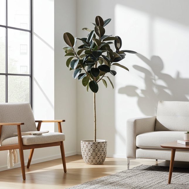 Ficus Elastica Abidjan su stelo - ↕120-130cm