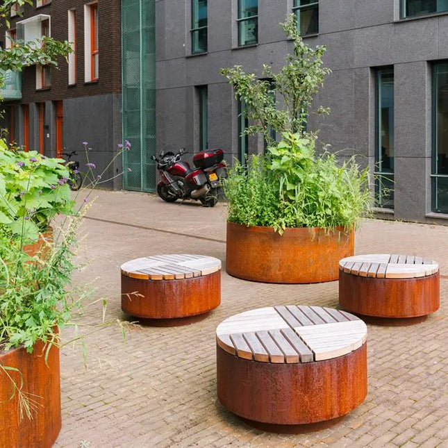 Corten stål firkantet skammel 142,8 x 142,8 x 45 cm - Udendørs skammel | Have