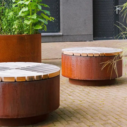 Cortenstaal Hocker Rond 114 x 45 cm - Hocker Buiten | Tuin