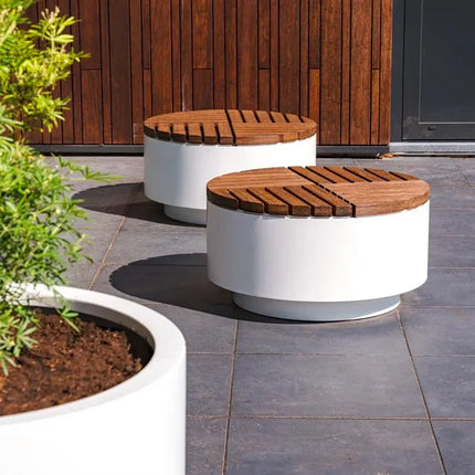 Outdoor Stool | Garden 1140 x 450 mm | Aluminium | Garapa Hardwood - Round