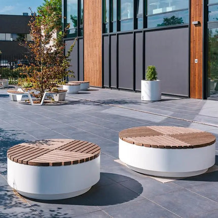 Outdoor Stool | Garden 1140 x 450 mm | Aluminium | Garapa Hardwood - Round