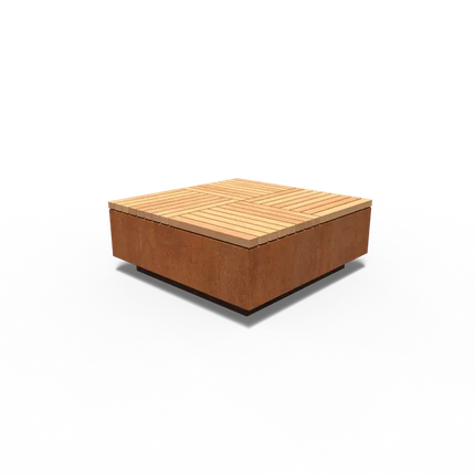 Corten stål firkantet skammel 114 x 114 x 45 cm - Udendørs skammel | Have