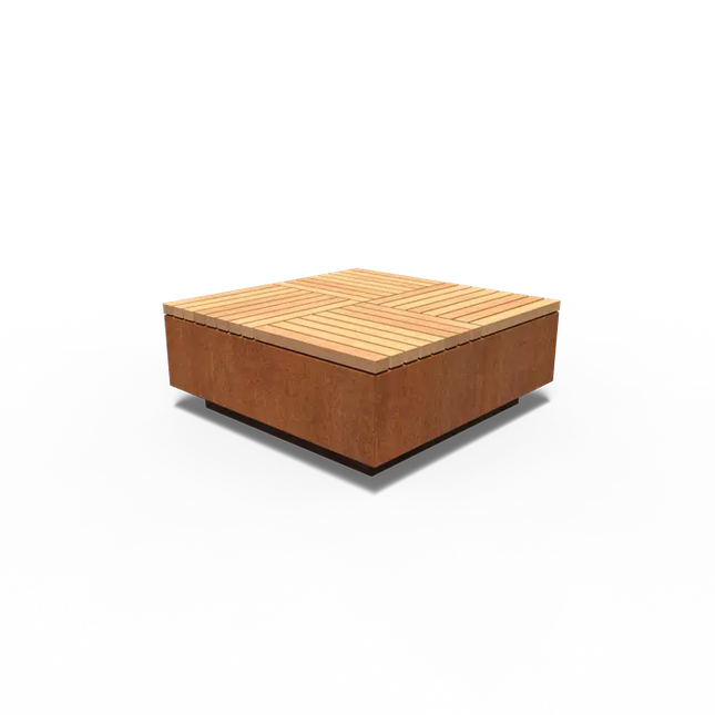 Corten stål firkantet skammel 114 x 114 x 45 cm - Udendørs skammel | Have