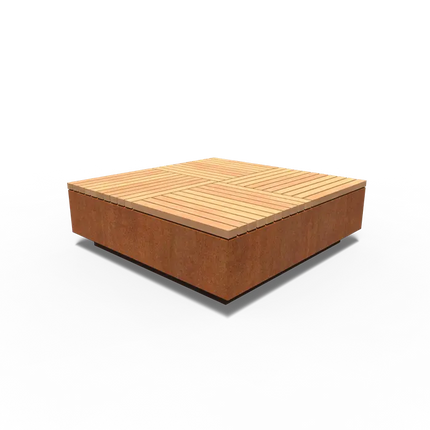 Corten Steel Square Stool 142.8 x 142.8 x 45 cm - Outdoor Stool | Garden