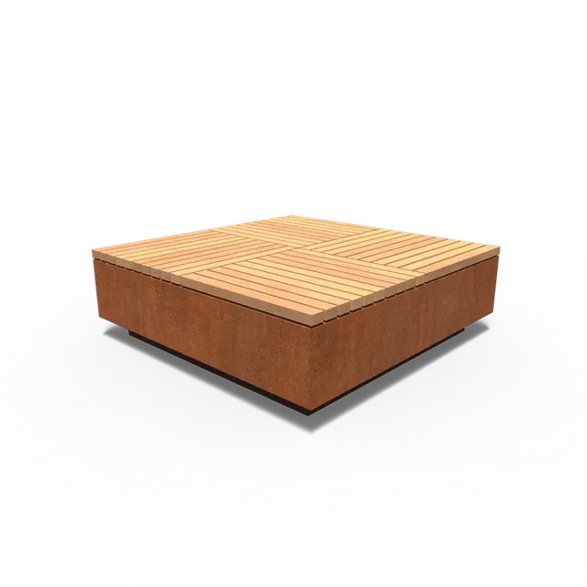 Corten stål firkantet skammel 142,8 x 142,8 x 45 cm - Udendørs skammel | Have