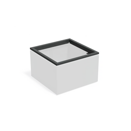Fioriera in alluminio con bordo di estensione in-lite® Ready, dimensioni 1000 x 1000 x 91 mm.