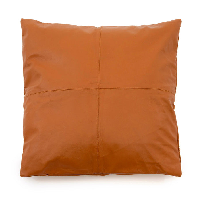 Leren kussenhoes met vier panelen - camel - 60x60 cm